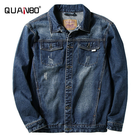 Chaqueta vaquera para hombre, chaqueta vaquera masculina de talla grande 5XL, 6XL, 7XL, informal, holgada, para Primavera e invierno, 2022 ► Foto 1/6