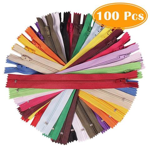 100 piezas cremalleras de Nylon de bobina 8/12 pulgadas 20 colorido colores cremalleras con costura suministros para jeans DIY falda Sastre manualidades de costura ► Foto 1/6