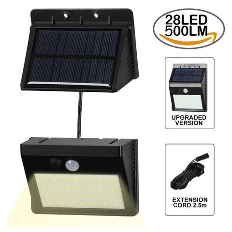 Lámpara de pared con Sensor de movimiento PIR, luz Solar desmontable, color blanco cálido, impermeable, para Calle y jardín al aire libre, T-SUNRISE, 28 LED ► Foto 1/6