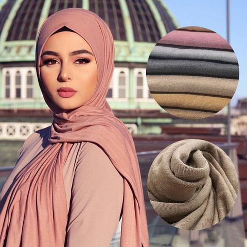 De moda de Jersey DE ALGODÓN musulmana bufanda estilo hijab Mantón largo liso colores suave turbante pañuelo islámico secreto África diadema 170x60cm ► Foto 1/6
