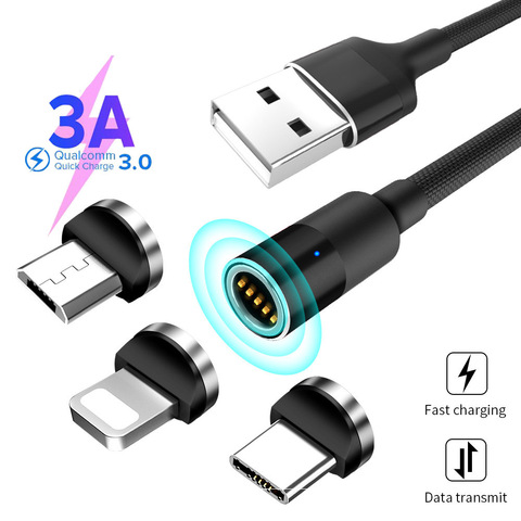 Garas-Cable magnético de carga rápida, Cable Micro Usb tipo C de 1,2 M, 3A, carga rápida para teléfono ► Foto 1/6