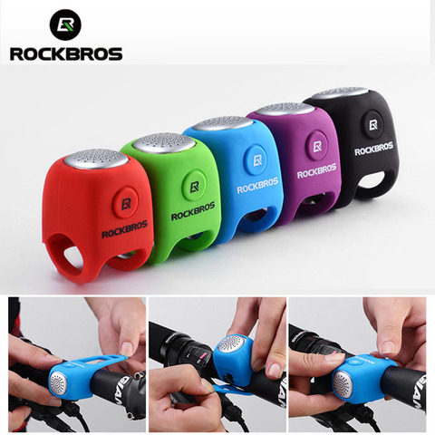 ROCKBROS-bocina eléctrica para bicicleta, claxon a prueba de lluvia de 110 DB, cubierta de Gel de sílice para manillar de patinete eléctrico de montaña ► Foto 1/6