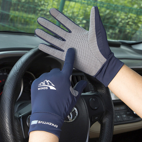 Guantes ligeros de seda de hielo para verano para hombre y mujer, guantes antideslizantes para ciclismo, correr, Fitness, conducir al aire libre, pescar y pantalla táctil ► Foto 1/6