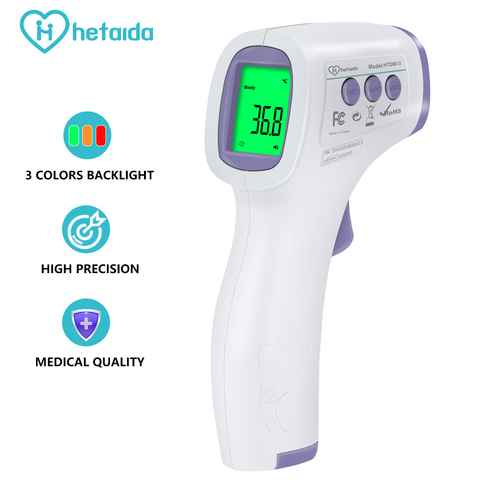 Hetaida-termómetro Digital infrarrojo para la frente, medidor de temperatura corporal sin contacto, termómetro Digital para adultos y bebés 8813 ► Foto 1/6