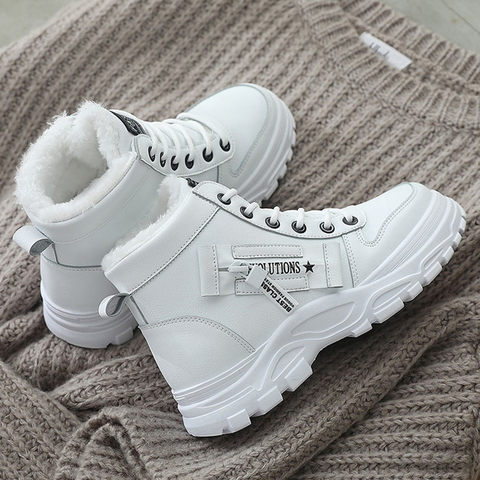 Botas de nieve cálidas con plataforma para mujer, Botines altos informales blancos y negros, para invierno, 2022 ► Foto 1/6