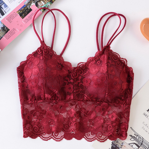 Bralette de articulación elástica para mujer, lencería Sexy, ropa interior, sin aros, íntimo, talla libre, rojo, negro, blanco, 2022 ► Foto 1/6