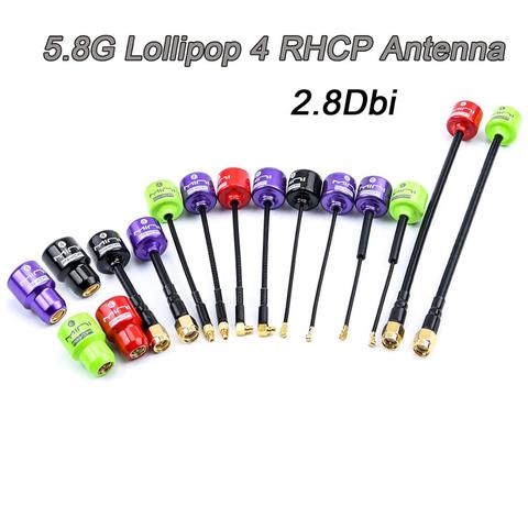 Lollipop-antena 4 RHCP de 5,8G, transmisor 2.8Dbi FPV de alta ganancia, receptor SMA/RP-SMA/MMCX/antena UFL para Dron de carreras con visión en primera persona ► Foto 1/6