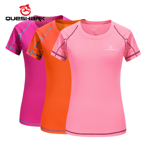 QUESHARK-Camiseta profesional de secado rápido para mujer, camisetas holgadas transpirables para Yoga, Camping, senderismo y ciclismo, talla asiática ► Foto 1/6