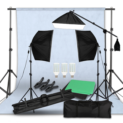 Kit de iluminación softbox para estudio fotográfico, accesorios de equipos de fotografía, marco de fondo de soporte, telón de fondo y trípode, 3 uds. ► Foto 1/5