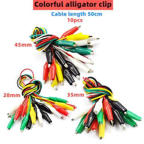 10 Uds. De cables de cocodrilo para cinturón de color, funda electrónica DIY, clip eléctrico de prueba de doble cabeza, fuente de alimentación, cable conductor de prueba ► Foto 1/6