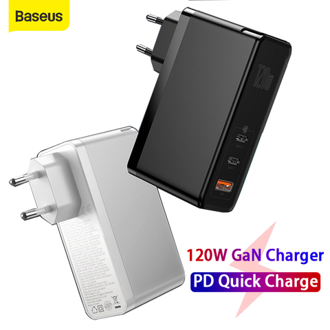 Baseus 120W GaN Charger PD, carga rápida 4,0 QC3.0, carga rápida USB tipo C, Cargador rápido con Cable tipo C de 100W para Tablet y ordenador portátil ► Foto 1/6