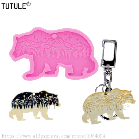 Molde de llavero de oso Forest para decoración de pasteles, molde de silicona para manualidades, arcilla polimérica hecha a mano, llavero de oso personalizado, Molde de resina ► Foto 1/6