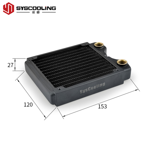 Syscooling-radiador de refrigeración por agua PT120, radiador de cobre de 120mm, rosca G1/4 para sistema de refrigeración por agua ► Foto 1/4