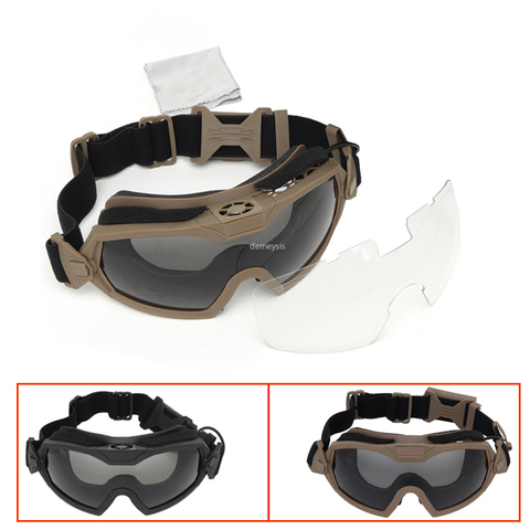 Gafas de combate táctico, 2 lentes intercambiables antiniebla, militares, Airsoft, a prueba de viento, para motocicleta, caza, juego de guerra ► Foto 1/6