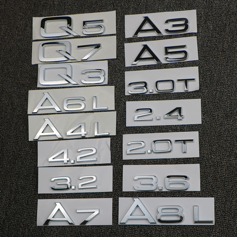 Emblema trasero para coche, insignia adhesiva para vehículo Audi A3, A4, A5, A6, A7, A8, Q3, Q5, Q7, 3,2, 3,0 T, 2,0, 4,2, 2,4, 3,6 ► Foto 1/6