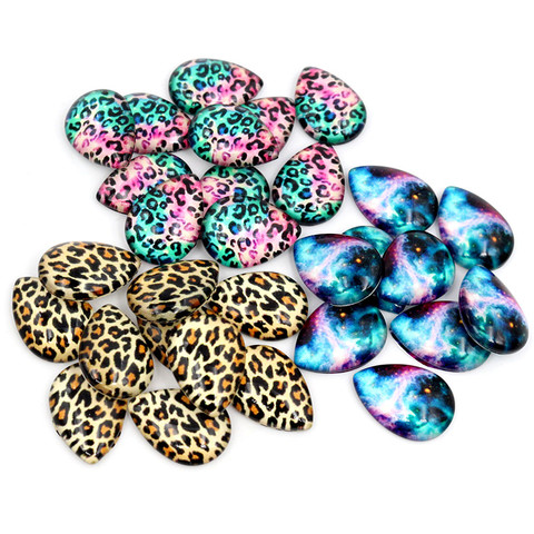 10x14mm 13x18mm 18x25mm gota estampado de leopardo nueva moda hecha a mano cabujón de cristal con foto patrón abovedado joyería accesorios suministros ► Foto 1/5