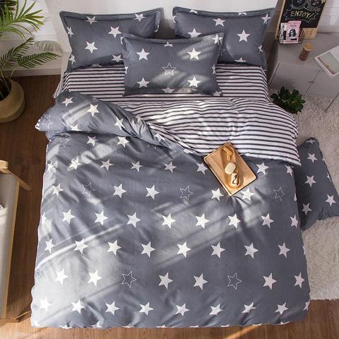 Juego de 4 fundas de cama con estampado de estrellas y motivos geométricos para niños, fundas de almohada con motivos de dibujos animados para edredón, sábanas para adultos y niños, juego de cama 61014 ► Foto 1/5