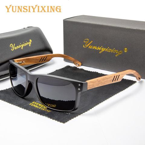 YUNSIYIXING-gafas de sol polarizadas de madera para hombre y mujer, lentes de sol cuadradas de resina, de madera Natural, con UV400 ► Foto 1/6