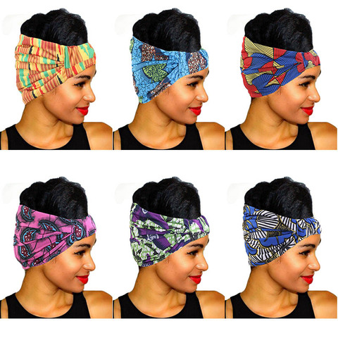 Diadema de algodón elástico con estampado africano para mujer, gorro elástico, turbante, pañuelo para la cabeza para mujer, accesorios para el cabello ► Foto 1/6