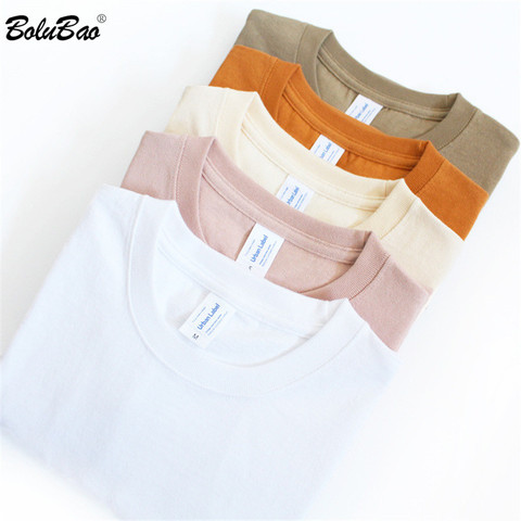 BOLUBAO hombres 100% de algodón T-Shirt de los hombres de verano o-Cuello Camiseta Slim de manga corta de Color sólido Casual Camiseta Hombre ► Foto 1/6