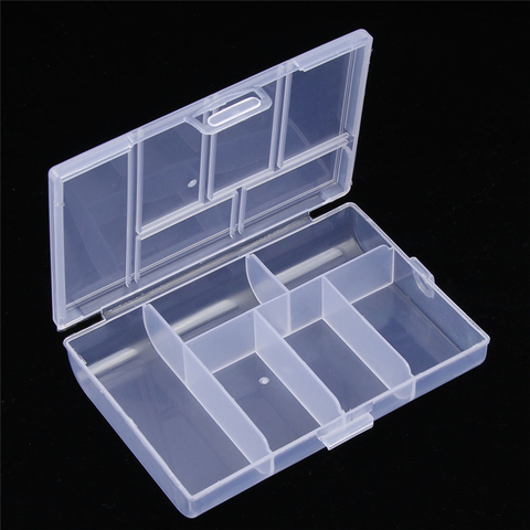 Caja de almacenamiento de plástico transparente de 6 rejillas para pequeño componente, caja de herramientas de joyería, organizador de cuentas, pastillas, herramienta de costura, Nail Art, Cas ► Foto 1/6