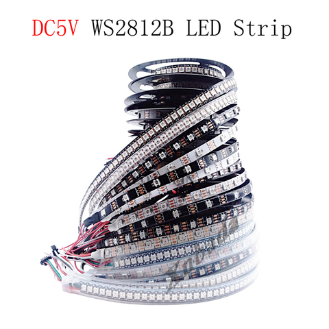 Tira de LED direccionable individualmente, luz RGB inteligente resistente al agua IP30/65/67, CC de 5 V, PCB, color negro/blanco, 1 m, 2 m, 3 m, 4 m, 5 m, WS2812B, WS2812 ► Foto 1/6