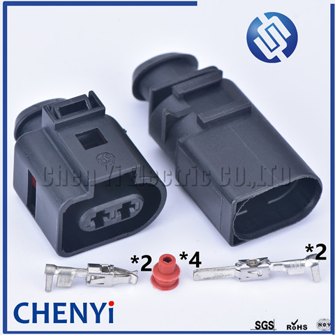 1 set 2pin 3,5mm hembra de automoción impermeable conector de arnés de cableado eléctrico cuerno enchufe 1J0973722 1717692-1 8D0973822 ► Foto 1/6