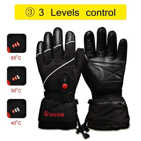 Guantes de esquí con Control de temperatura para motocicleta, 3 cambios, resistentes al agua, eléctricos, cálidos, para nieve, para invierno ► Foto 1/6