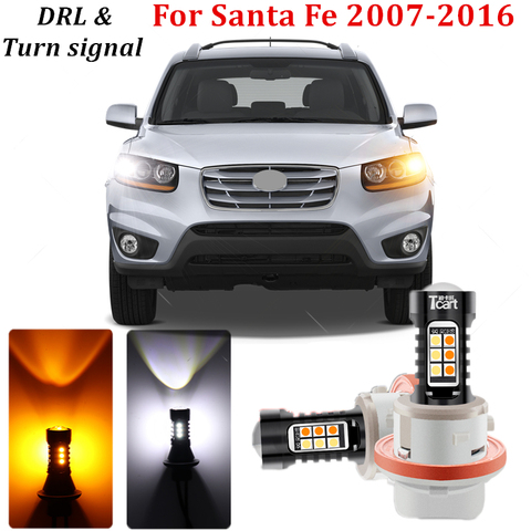 Para 2007-2016, Hyundai Santa Fe Maxcruz SANTA FE XL deporte NO Error LED Canbus coche DRL Luz de señal de giro Switchback Color Dual ► Foto 1/6