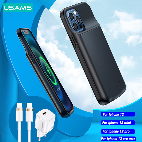 USAMS-funda trasera para cargador de batería, para Iphone 12 pro max, mini cargador  de batería, 11 Pro max X XR 6 7 8 plus - Historial de precios y revisión
