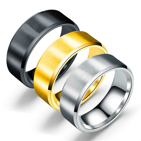 Anillo clásico de 8mm para hombre y mujer, joyería de acero inoxidable 316L, sortija de boda, anillos negros para mujer 2022 ► Foto 1/5