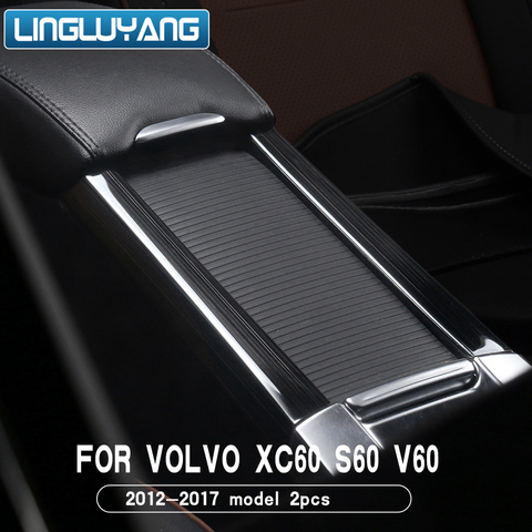 Estilo de coche sostenedor de taza reposabrazos caja de almacenamiento de lentejuelas accesorios de acero inoxidable pegatinas para Volvo XC60 S60 V60 ► Foto 1/5