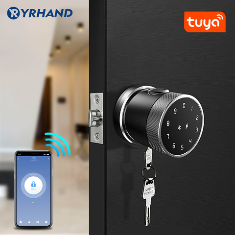 Cerradura TT APP cerradura de puerta de huellas dactilares teclado Digital combinación de tarjeta inteligente cerradura de perilla para casa/oficina/Hotel DIY cerradura de puerta ► Foto 1/6