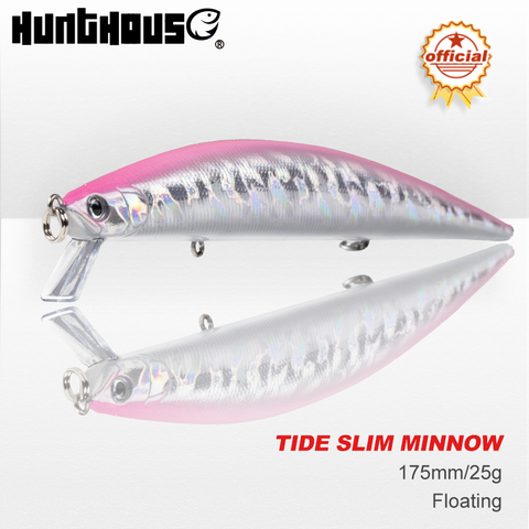 Hunthouse marea Slim señuelo flotante con forma de pececillo duro cebo de pesca mar 175mm 25g 3D los ojos de plástico ABS para la lubina pike pesca leurre ► Foto 1/6