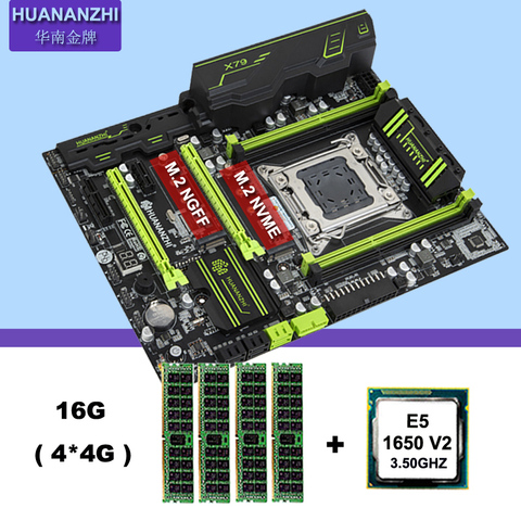 Nueva llegada HUANANZHI de hardware de computadora X79 LGA2011 Placa base con M.2 ranura CPU Intel Xeon E5 1650 V2 RAM 16G(4*4G) REG ECC ► Foto 1/6