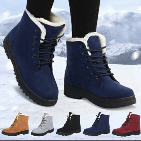 2022 mujeres invierno Botas botines de Mujer invierno zapatos de Mujer Botas para la nieve Botas Mujer caliente de la felpa zapatos de Mujer de talla grande ► Foto 1/6