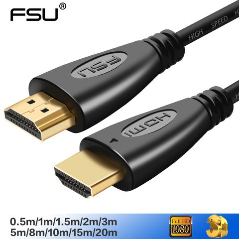 Cable HDMI FSU de vídeo chapado en oro 1,4 1080P, Cable 3D para conmutador divisor HDTV 0,5 m 1m 1,5 m 2m 3m 5m 10m 12m 15m 20m ► Foto 1/6