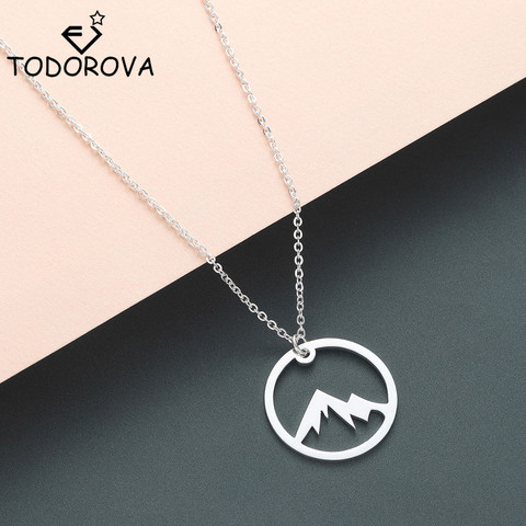 Todorova moda nieve collar con dije en forma de montaña mujeres Acero inoxidable gama de la montaña joyería naturaleza excursionistas escalada regalos de amante Collier ► Foto 1/6