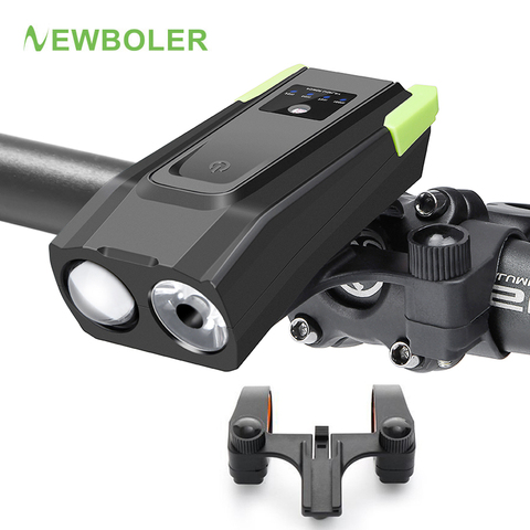 NEWBOLER Intelligent induction bike lights 2 mounting brackets rechargeable waterproof bicycle front light LED lamp Cycling light with horn ► Foto 1/6