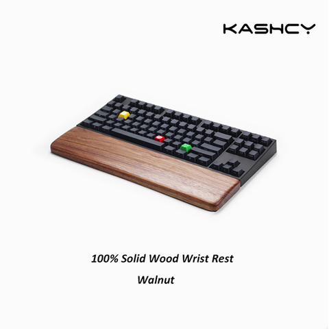 Kashcy reposamanos de madera maciza de nogal para teclado mecánico ergonómico para juegos almohadilla de soporte para muñeca, 60 87 104 108 teclas ► Foto 1/6