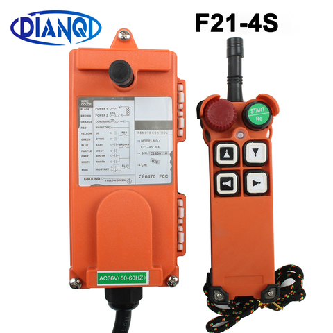 Mando a distancia inalámbrico para grúa interruptor de control remoto de Radio Industrial de 220V para grúa 1 RECEPTOR + 1 transmisor 4 Funciones con emergencia, F21-4S ► Foto 1/6