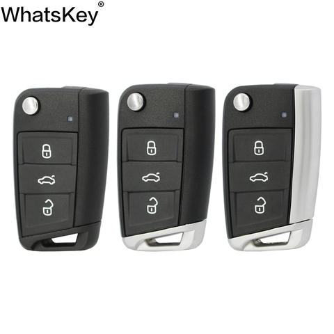 WhatsKey 3 Flip botón carcasa de llave a distancia de coche para Volkswagen Passat B5 VW Golf 7 MK7 Skoda asiento Octavia Beetle Polo Bora ► Foto 1/6