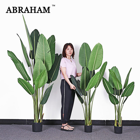 Banano artificiales grandes de 160cm, hojas de palma artificiales tropicales de PU, Monstera, árbol de plástico verde para interiores, decoración para el hogar y la Oficina ► Foto 1/6