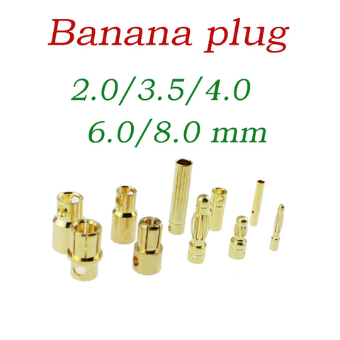 Bala de plátano conector de clavija 2mm 3,5mm 4mm 6mm 8mm macho hembra para Motor teledirigido ESC batería parte ORO PlatedARE4 ► Foto 1/6