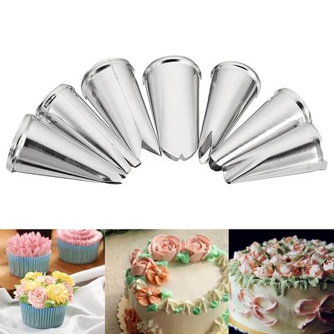 Pastel pastel Fondant herramientas 7 unids/lote de Metal de acero inoxidable decoración punta deja boquillas para manga pastelera y glaseado torta decoración tubos ► Foto 1/6