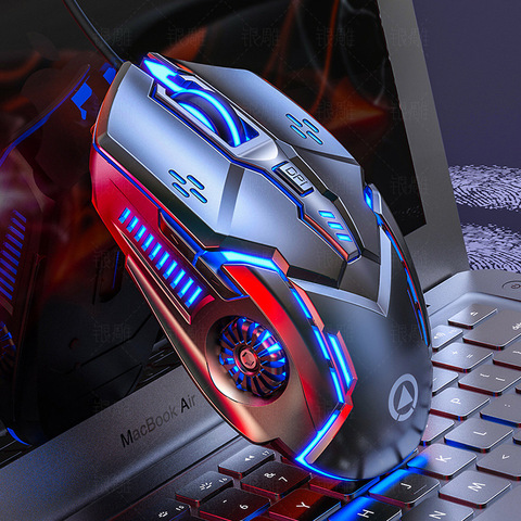 Ratón ergonómico con cable USB para Gaming, para PC y portátil, 5500 DPI, ratones silenciosos con retroiluminación LED, 6 botones ► Foto 1/5