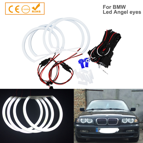 Juego de luz blanca de algodón para coche, iluminación LED SMD, Halo, 2X 146mm + 2X 131mm, ojos de ángel, sin proyector, para BMW E46 ► Foto 1/6