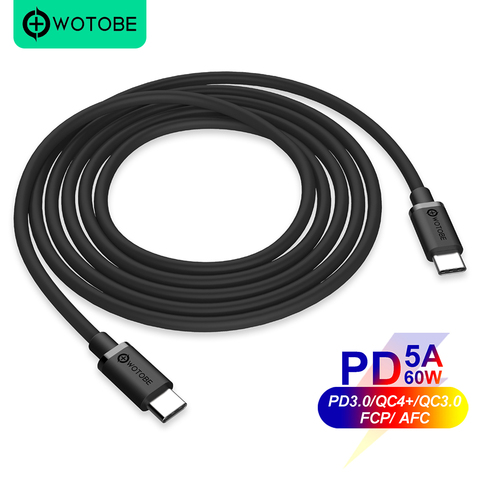 Tipo-C USB-C Cable 2m 5A PD/QC3.0 de carga rápida para MacBook xiaomi y aplicable de 18W 29W 30W 45W 60W 61W 87W adaptador de corriente ► Foto 1/6