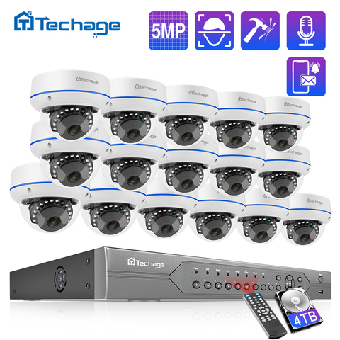 Kit de NVR POE H.265, 16 canales, 5MP, sistema CCTV, a prueba de vandalismo, cámara IP domo para interior, Audio, registro, P2P, vídeo de vigilancia de seguridad ► Foto 1/6