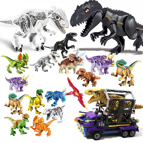 Los dinosaurios, T-Rex rastreador Jurásico juegos de kits de construcción bloques blanco indominus dino 8 Uds Parque mundo tableta amortiguador Tech accesorio beige Rojo Negro compruebe Tartan tableta amortiguador fuga ladrillos Juguetes ► Foto 1/6